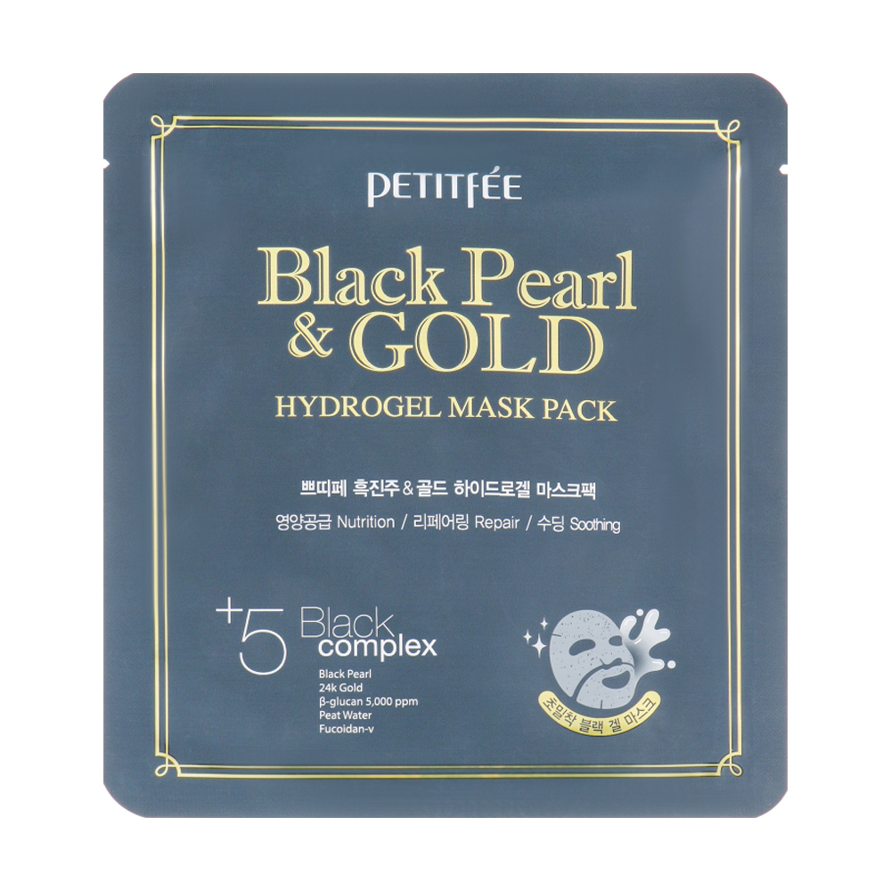 Гідрогелева маска для обличчя з золотом і чорним перлами Petitfee &amp; Koelf Black Pearl &amp; Gold Hydrogel Mask Pack, 32 г
